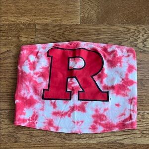 Pink by VS with 5th & ocean red white tie dye tube top XS with Rutgers logo